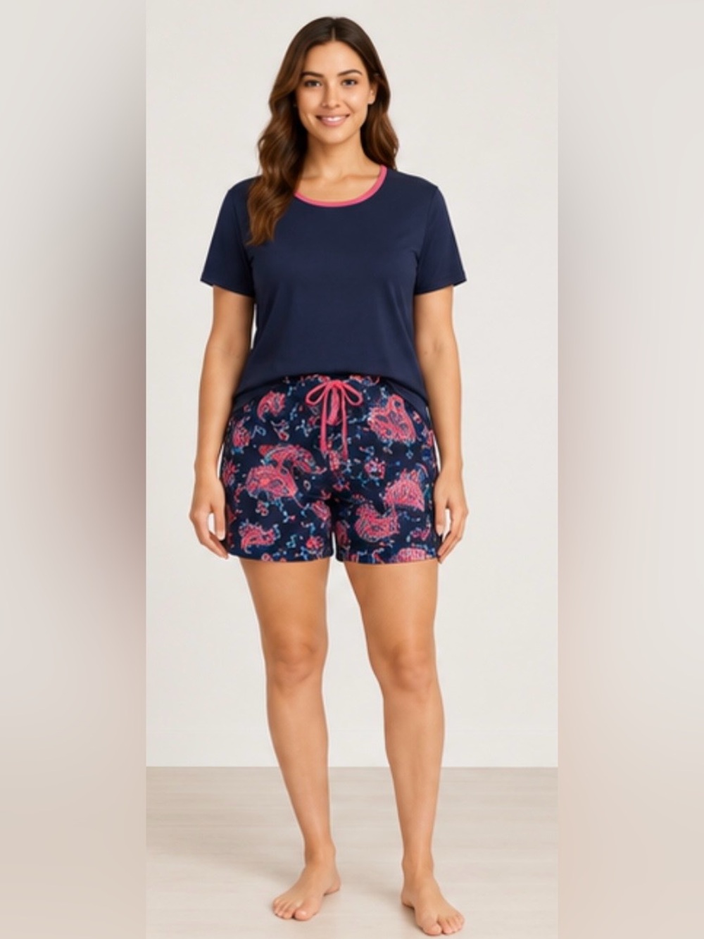 LANDSEND WOMENS PLUS Short Sleeve Knit PJ Short Set
